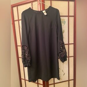 H&M - Black Work Dress with Lace Sleeves